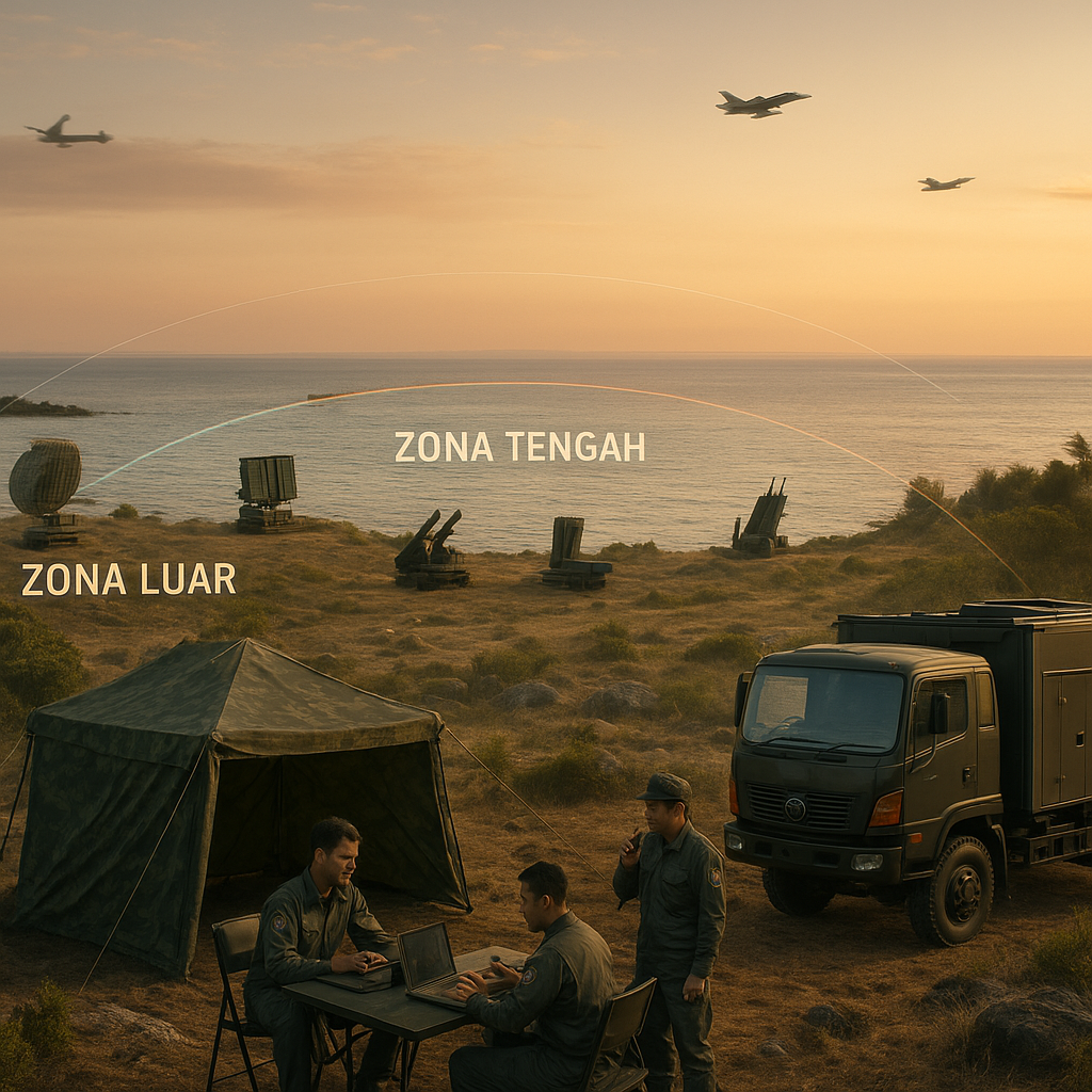Simulasi 'Integrated Air Defense System' (IADS) TNI AU di Pulau Natuna: Konsep Penempatan Radar dan Battery Rudal Berlapis