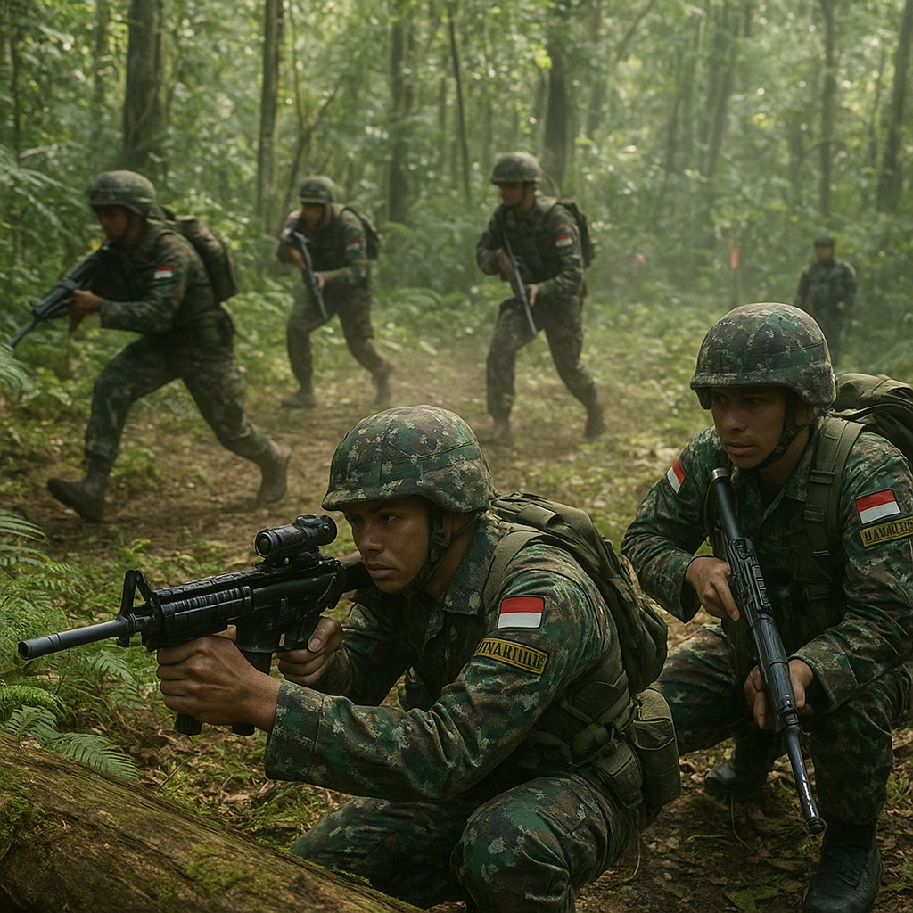 Latihan Tempur Hutan Marinir dengan Metode Fire and Movement