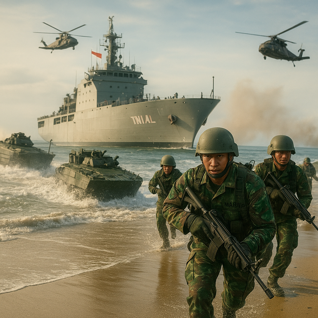 Pendaratan Amfibi TNI AL Gunakan Teknik ‘Ship-to-Objective Maneuver’ (STOM)