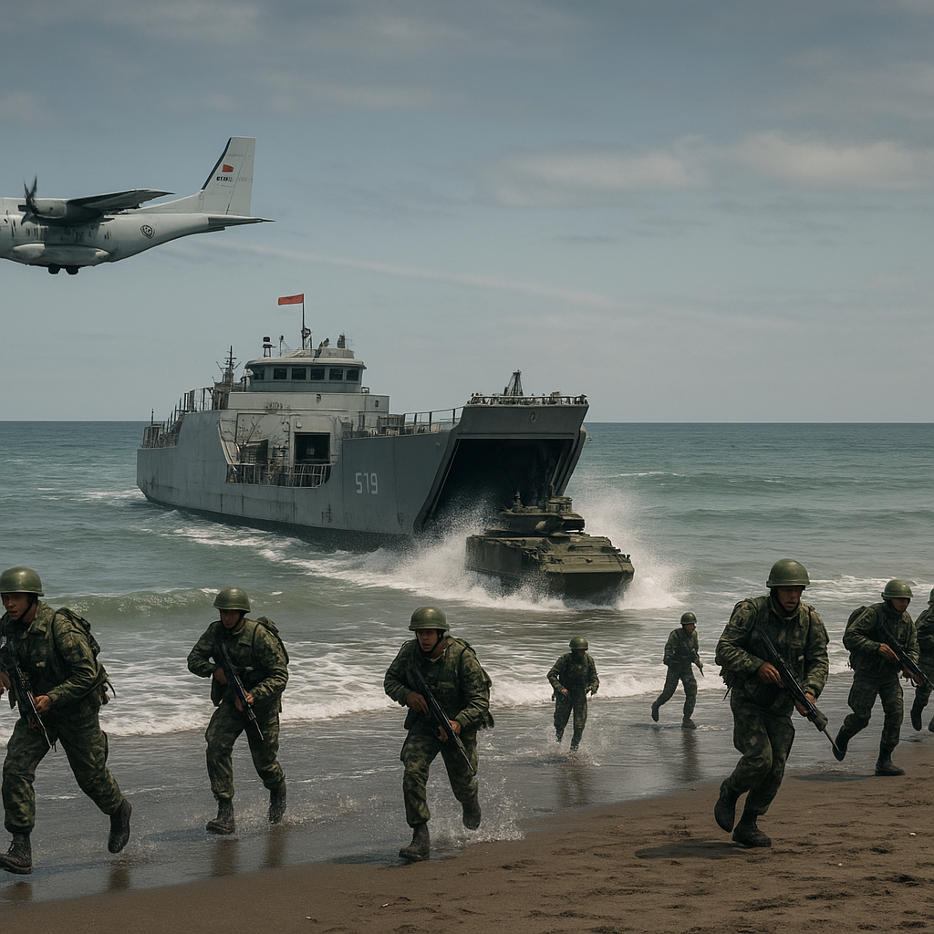 Simulasi Operasi Amfibi: Marinir TNI AL dan TNI AU Latihan Pendaratan di Pantai Parangtritis