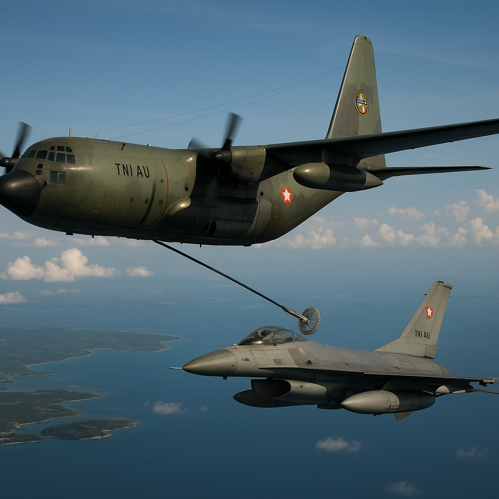 Skuadron Udara 14 Latihan Air-to-Air Refueling dengan Pesawat KC-130B Hercules