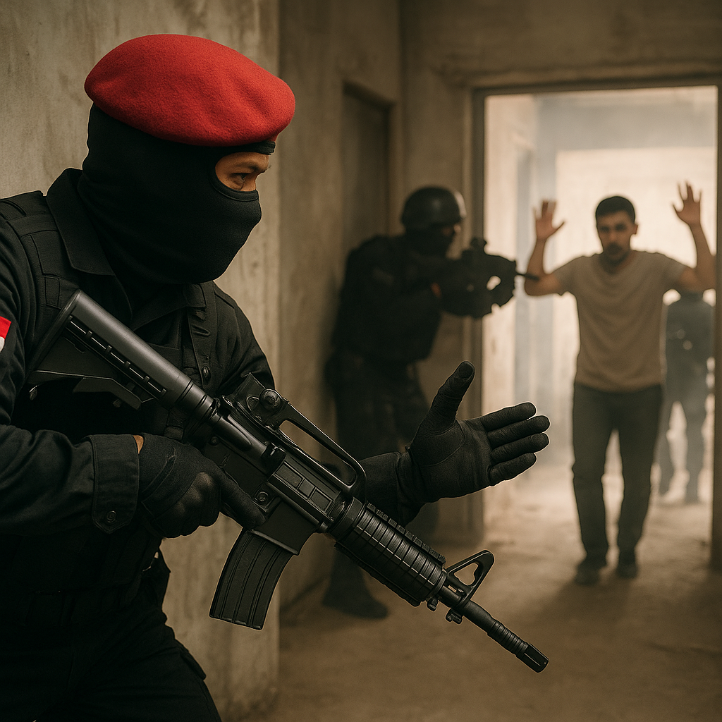 Kopassus Gelar Latihan Counter-Terrorism di Fasilitas Close Quarter Battle House