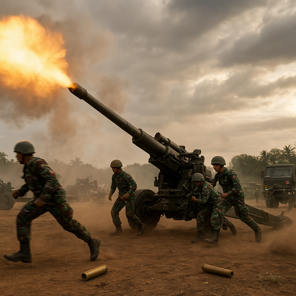 Uji Tembak Meriam Caesar Howitzer Artileri TNI AD dengan Prosedur Shoot and Scoot