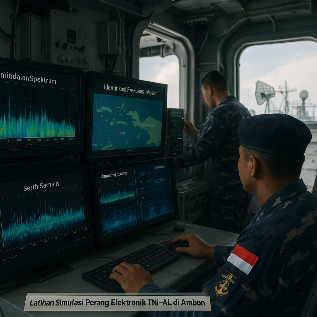 Latihan Simulasi Perang Elektronik Tentara Nasional Indonesia Angkatan Laut di Ambon