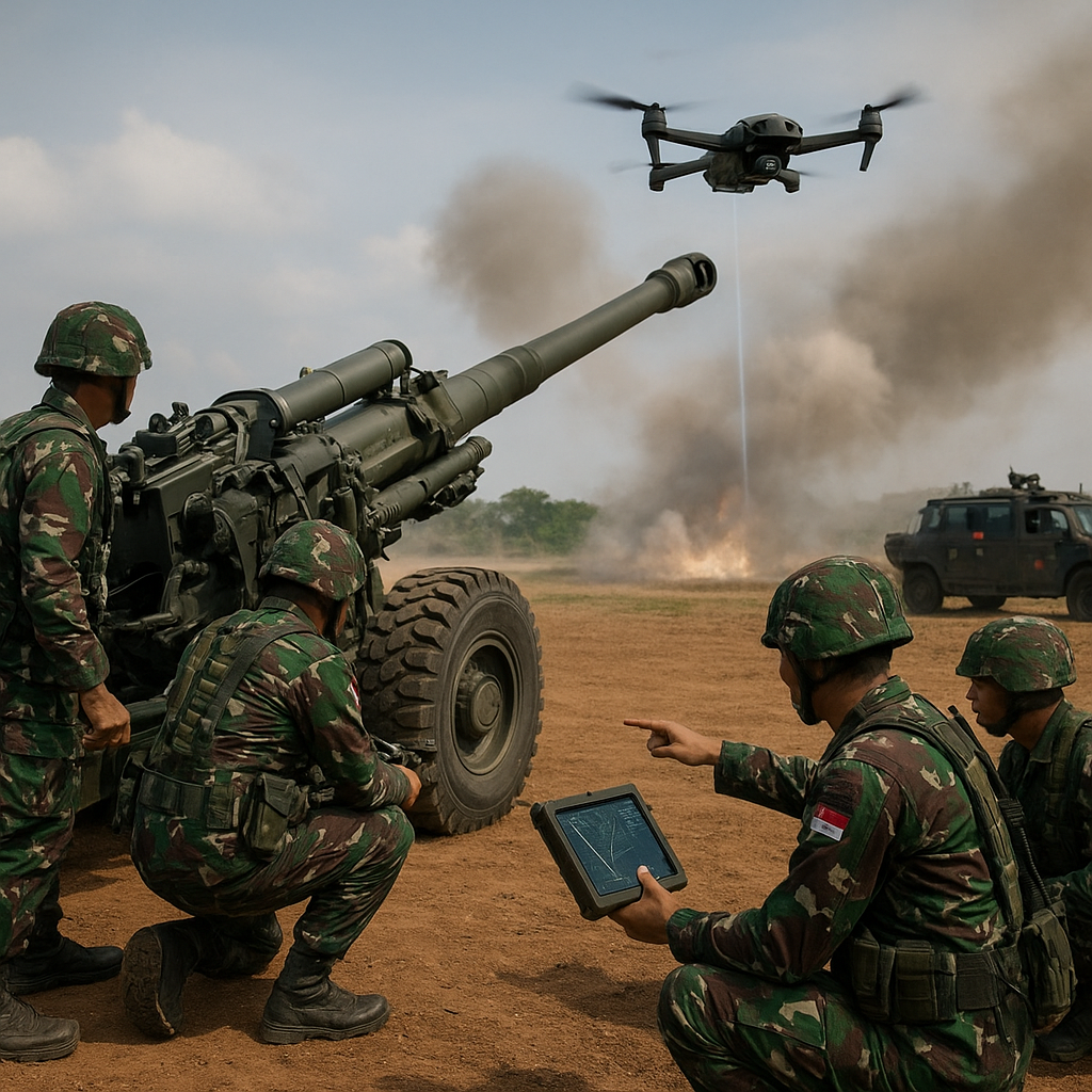 TNI AD Gelar Latihan Taktis Manuver Bantuan Tembak dengan Sistem Artileri Modern