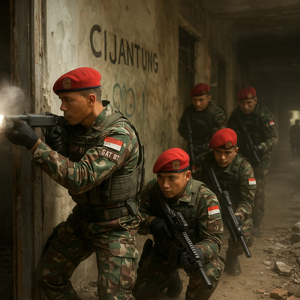 Kopassus Latihan CQB (Close Quarter Battle) di Gedung Abandoned dengan Teknik Dynamic Entry