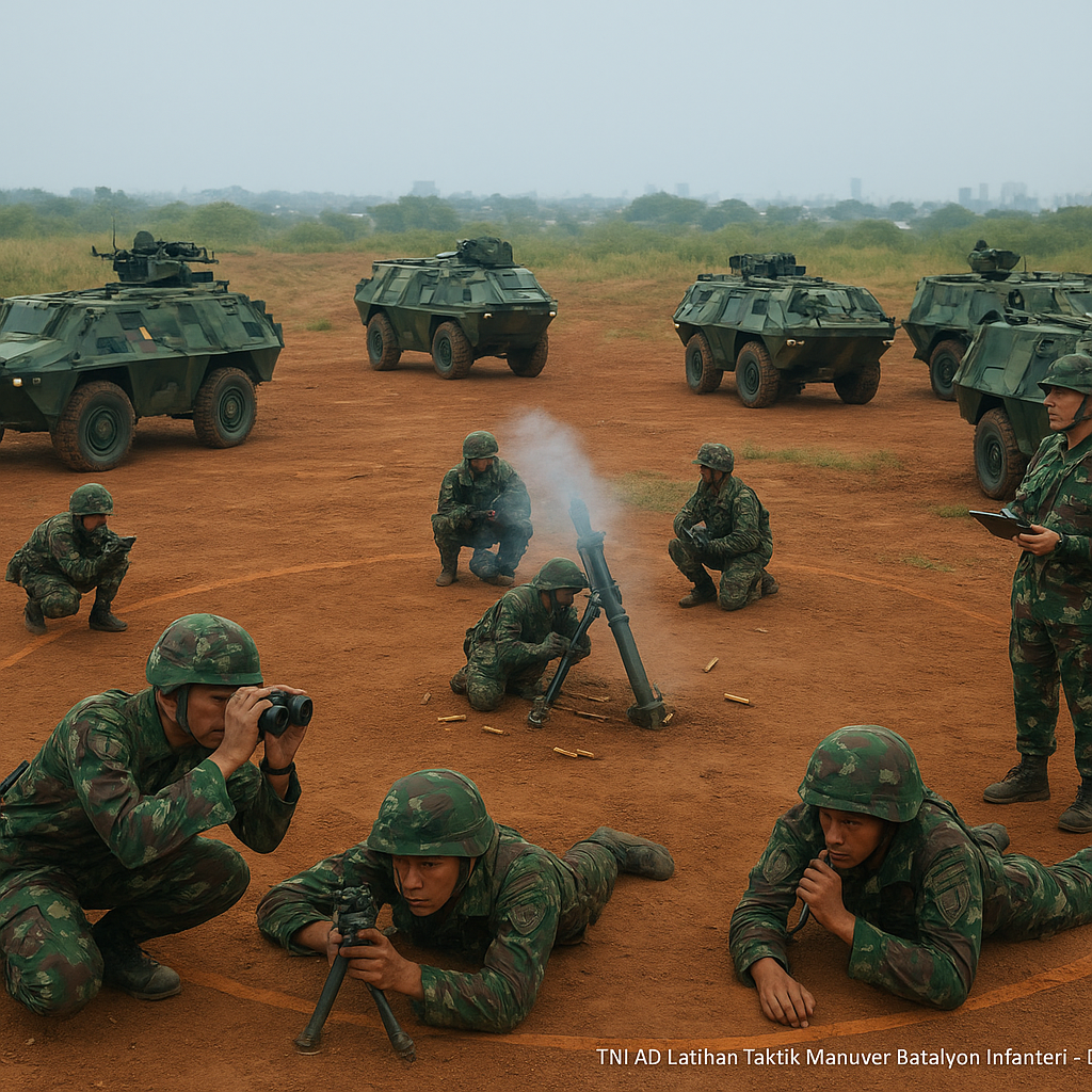 TNI AD Latihan Taktik Manuver Batalyon Infanteri dengan Formasi Berlian
