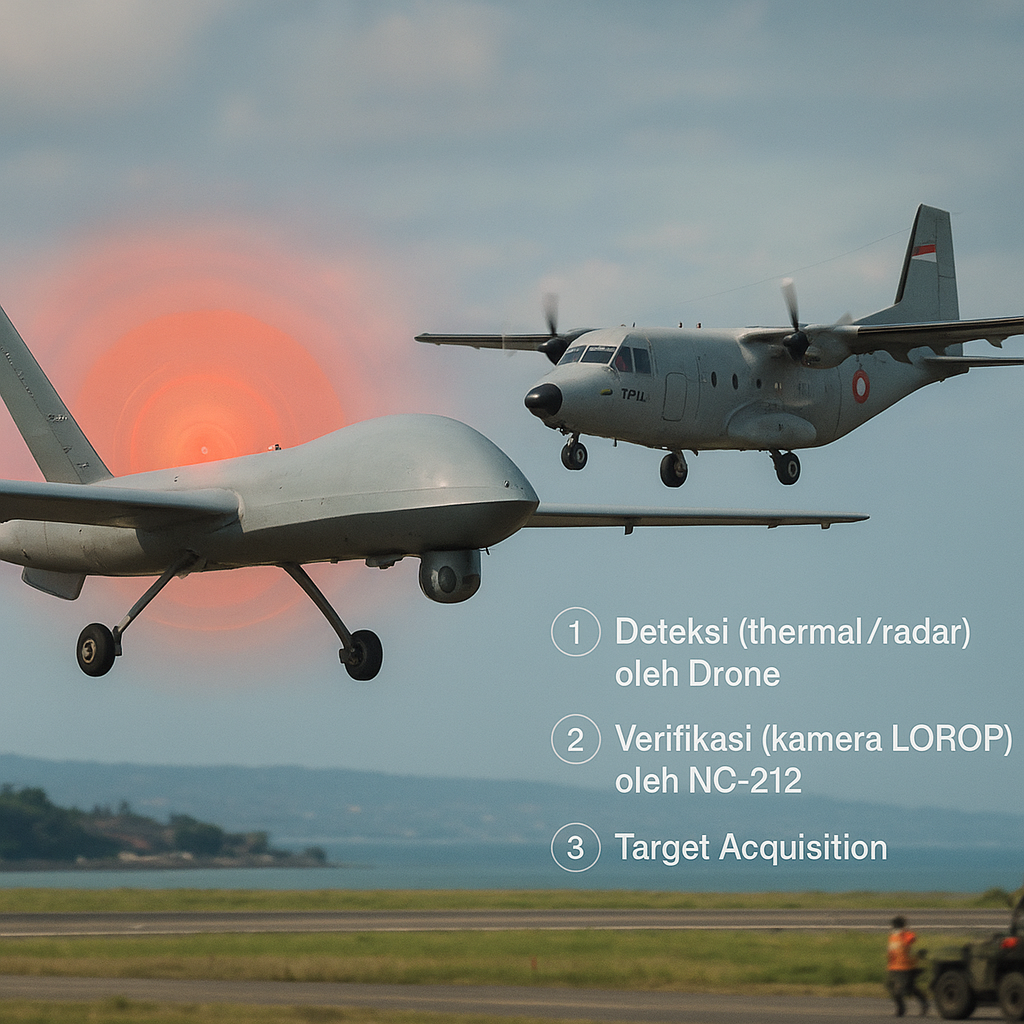Simulasi Pengintaian TNI AU: Drone CH-4 dan Pesawat NC-212 untuk Target Acquisition
