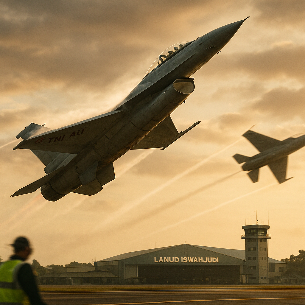 TNI AU Latihan Air Combat Manoeuvring dengan Taktik High-G Barrel Roll di Lanud Iswahjudi