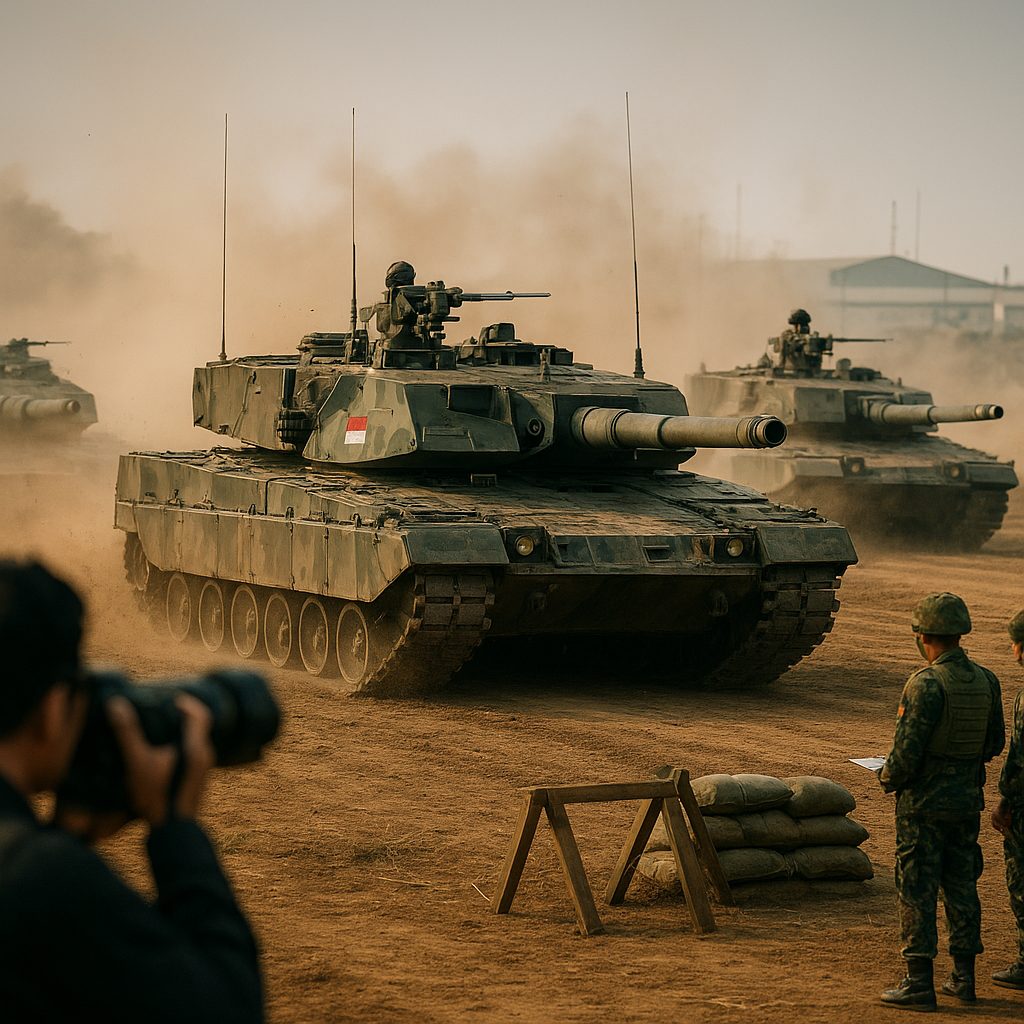 Batalyon Kavaleri 1/KC Uji Coba Tank Leopard dengan Formasi Wedge dalam Pertempuran Terbuka