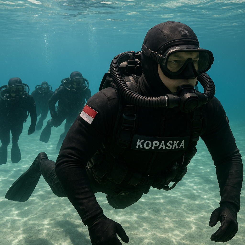 Danjen Kopaska Pamerkan Simulasi Combat Diving di Perairan Kepulauan Seribu