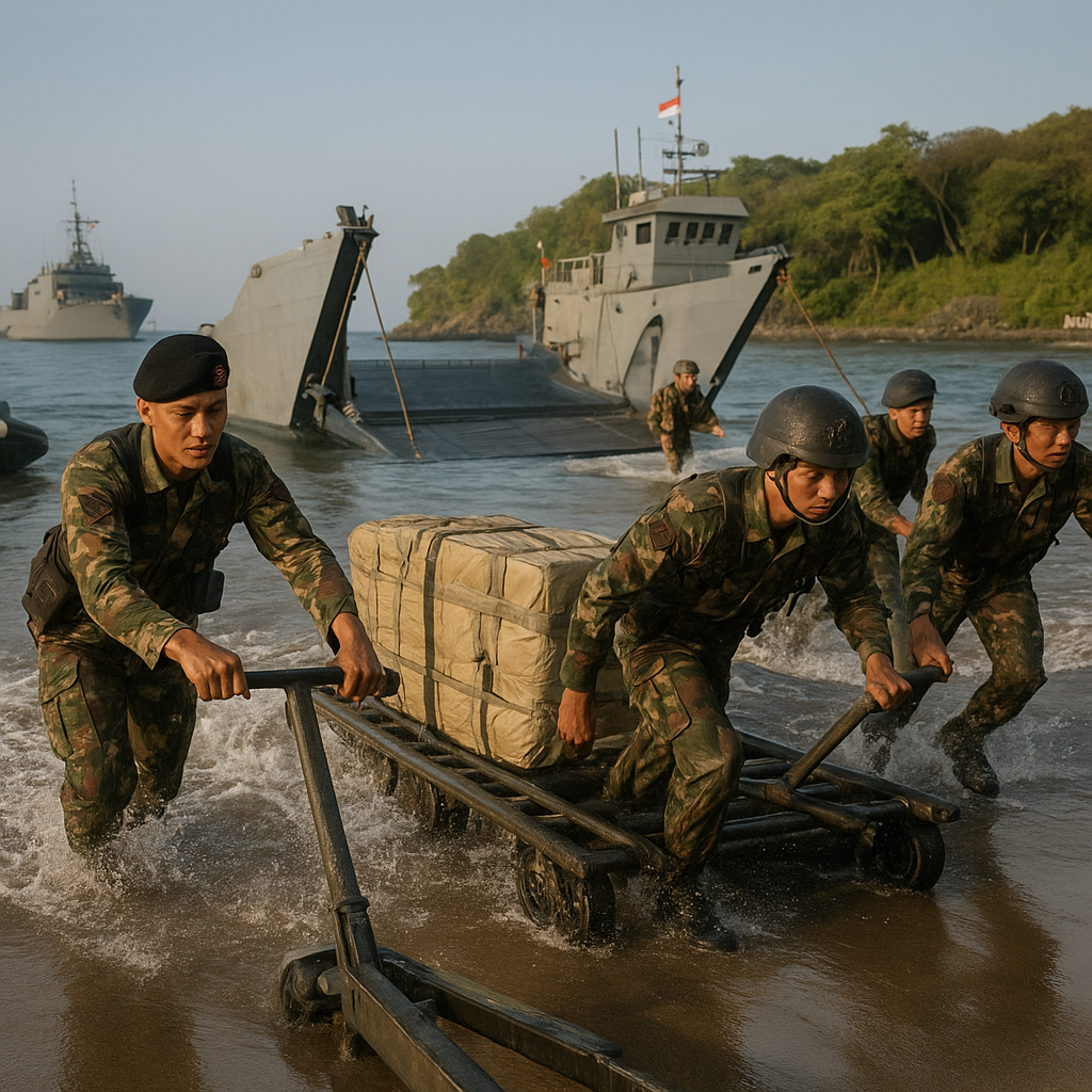 Korps Marinir Latihan Penguasaan Pantai dengan Teknik Over-the-Beach Resupply