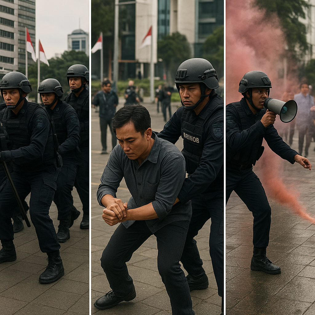 Latihan Manuver Brimob Polri dengan Taktik Anti-Huru-hara: Prosedur Pengendalian Massa