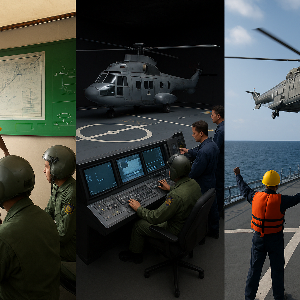 Penerbang TNI AU Asah Kemampuan Pendaratan Helikopter di Kapal Induk dengan Metode Simulasi Bertahap