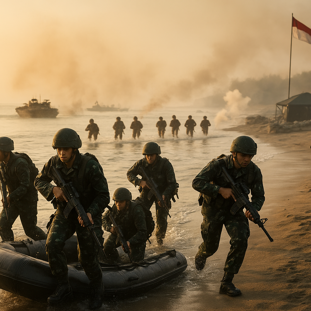 Latihan Tempur Marinir: Prosedur Amphibious Raid dan Pembentukan Beachhead