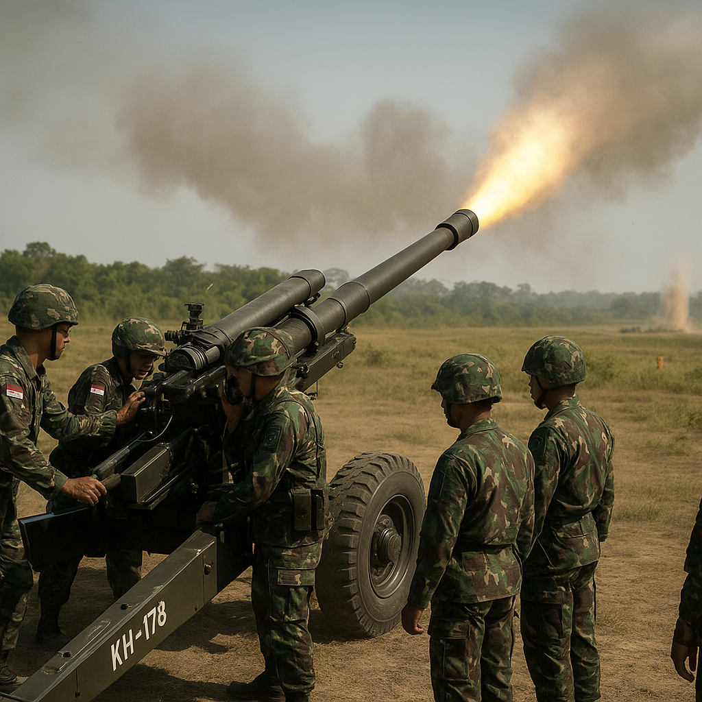 Uji Coba Meriam Howitzer KH178 pada Latihan Penembakan Taktis di Puslatpur Martapura