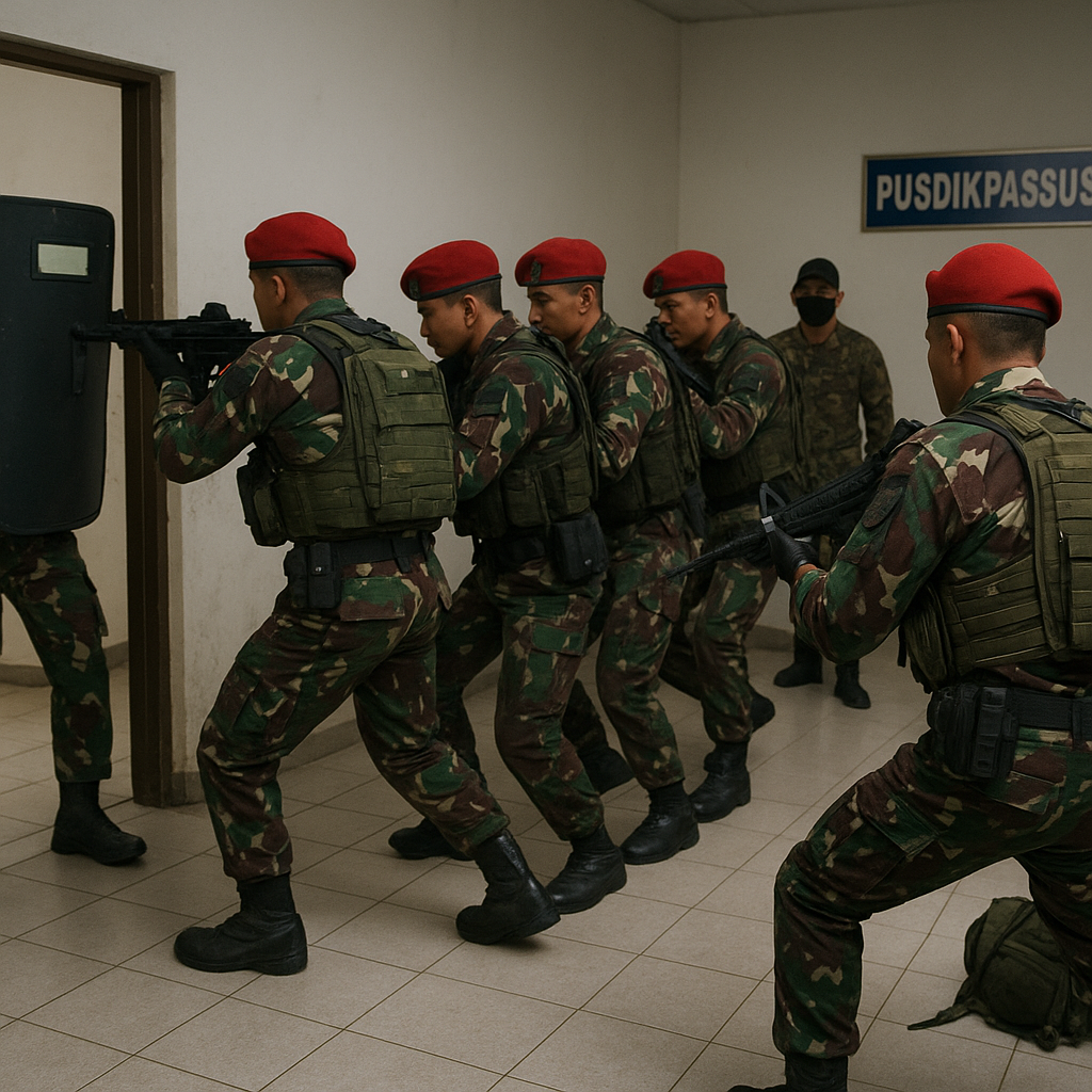 Simulasi Pertempuran Jarak Dekat: TNI AD Latih Teknik Room Clearing di Pusdikpassus
