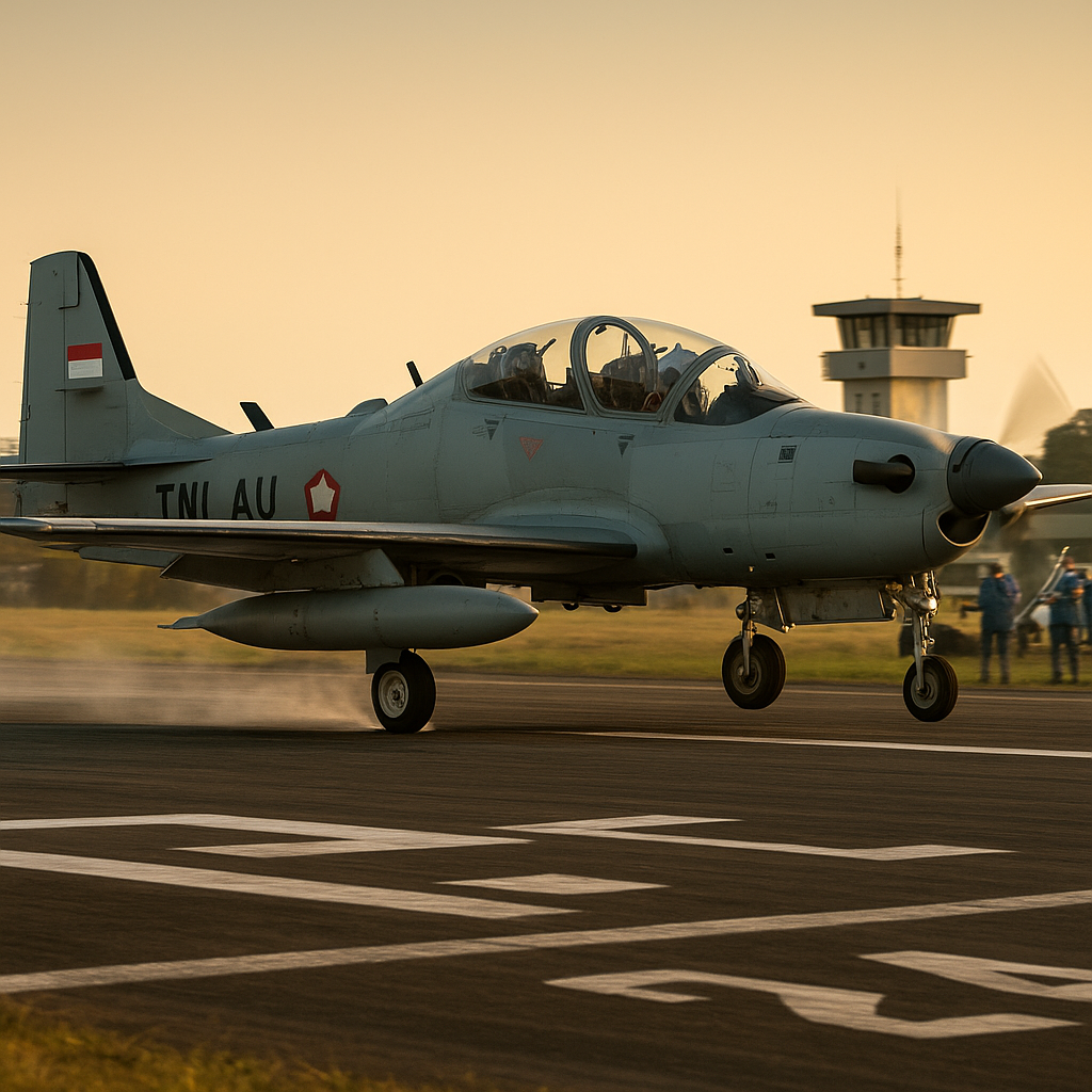 TNI AU Uji Coba Prosedur Pendaratan Taktis di Landasan Pend pendek dengan Pesawat Super Tucano