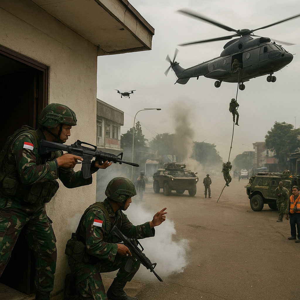 Simulasi Pertempuran Kota: TNI AU dan AD Latihan Operasi Udara-Darat Terpadu