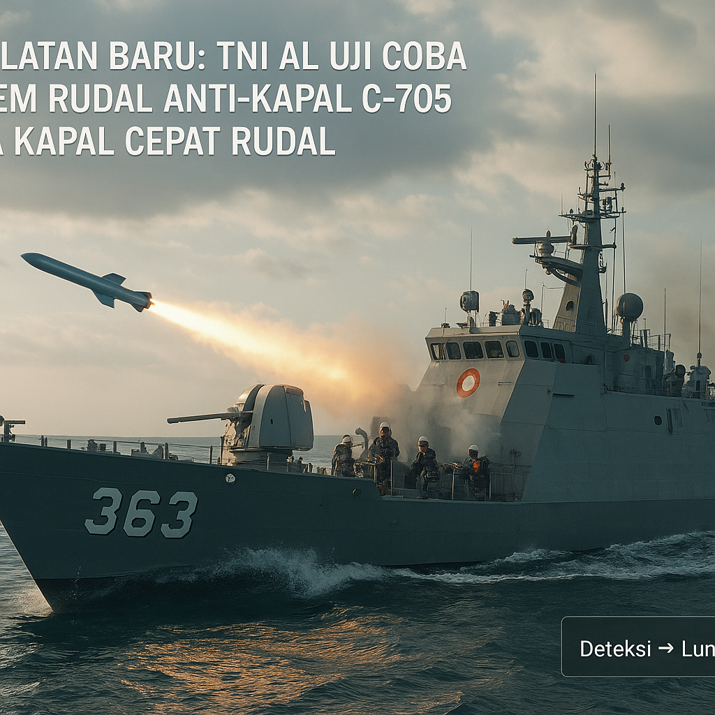 Peralatan Baru: TNI AL Uji Coba Sistem Rudal Anti-Kapal C-705 pada Kapal Cepat Rudal