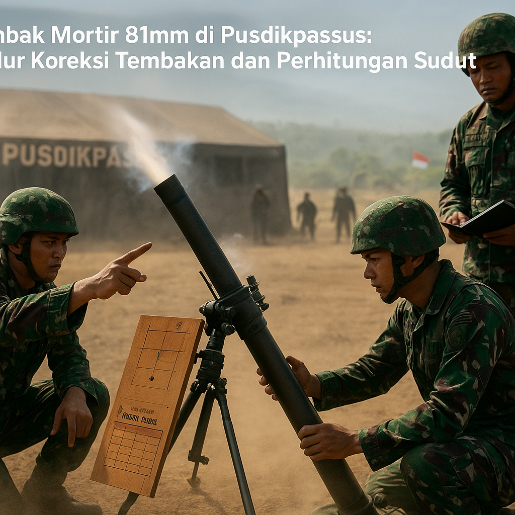 Uji Tembak Mortir 81mm di Pusdikpassus: Prosedur Koreksi Tembakan dan Perhitungan Sudut