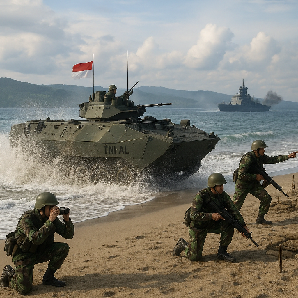 TNI AL Gelar Latihan Pendaratan Amfibi di Banyuwangi, Simulasi Serangan Pantai