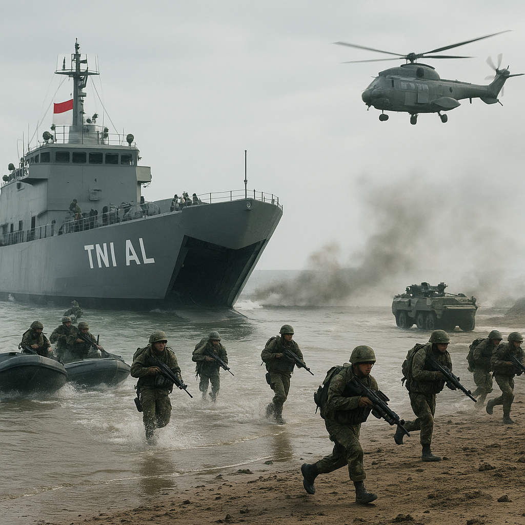 TNI AL Gelar Latihan Pendaratan Amfibi di Laut Jawa dengan Skema Full-Spectrum Operations