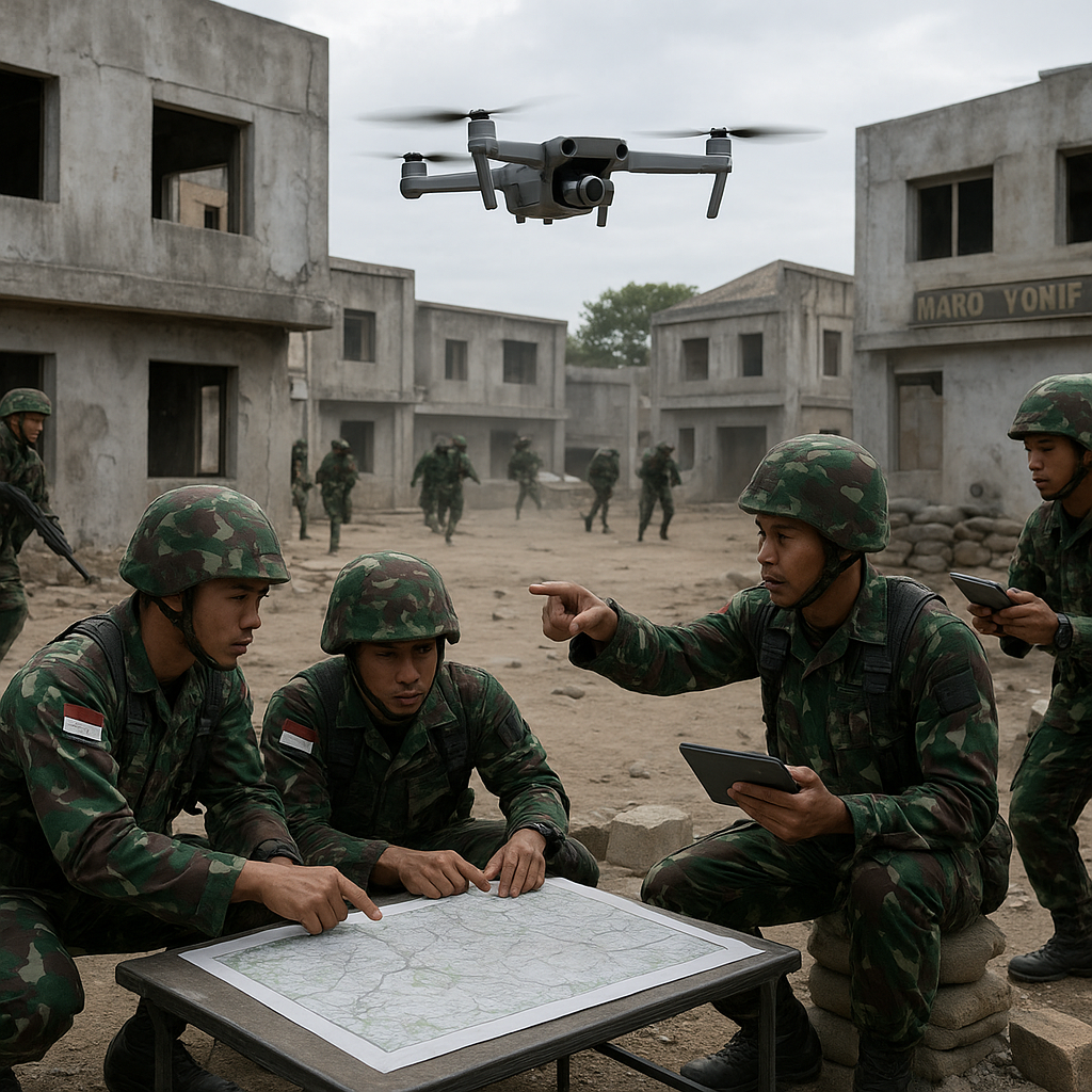 Simulasi Pertempuran Kota di Mako Yonif 501 Raider Digelar dengan Drone