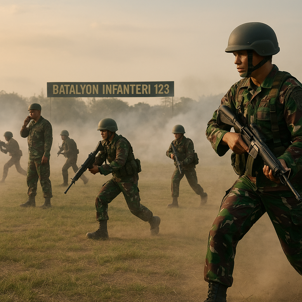 TNI AD Gelar Latihan Manuver Lapangan Batalyon Infanteri dengan Formasi Segitiga Serbu