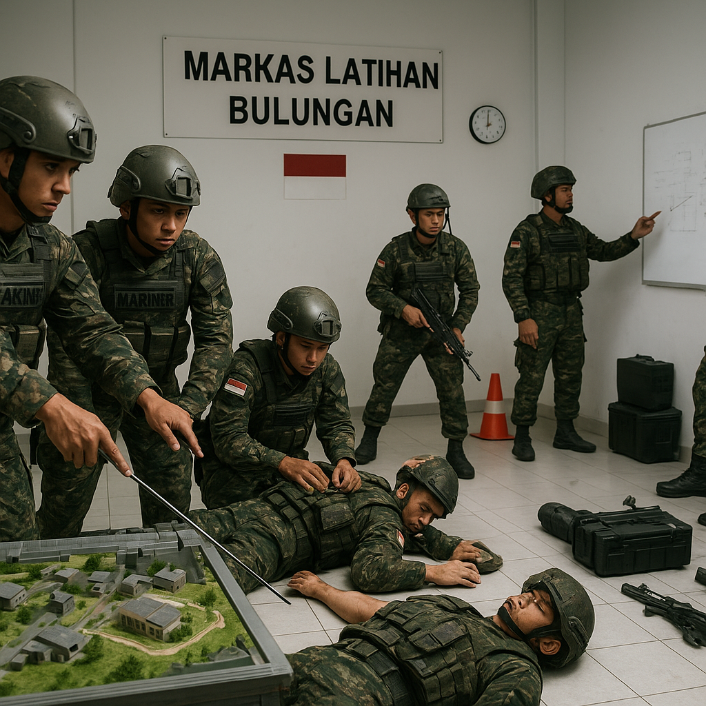 Simulasi Pertempuran Jarak Dekat Marinir TNI AL di Markas Latihan Bulungan
