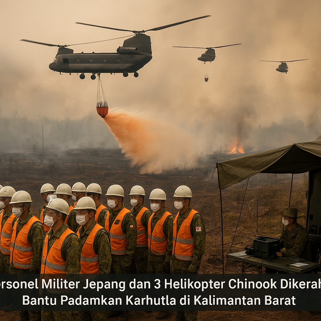 180 Personel Militer Jepang dan 3 Helikopter Chinook Dikerahkan Bantu Padamkan Karhutla di Kalimantan Barat