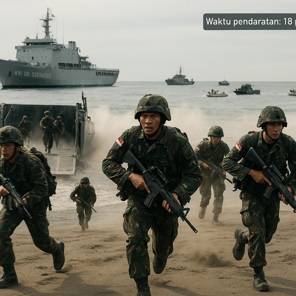 TNI AL Uji Coba Doktrin Amphibious Assault di Pantai Cilacap