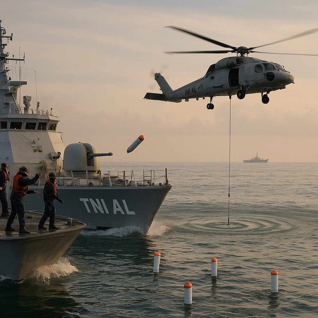 TNI AL Uji Kemampuan Anti-Kapal Selam di Selat Malaka
