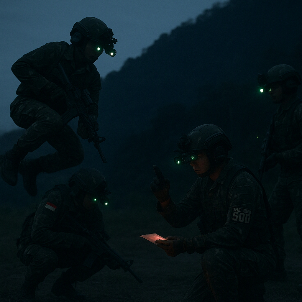 Yonif Raider 500/Menwa Gelar Latihan Taktis Infiltrasi Malam dengan Peralatan NVG Generasi Terbaru