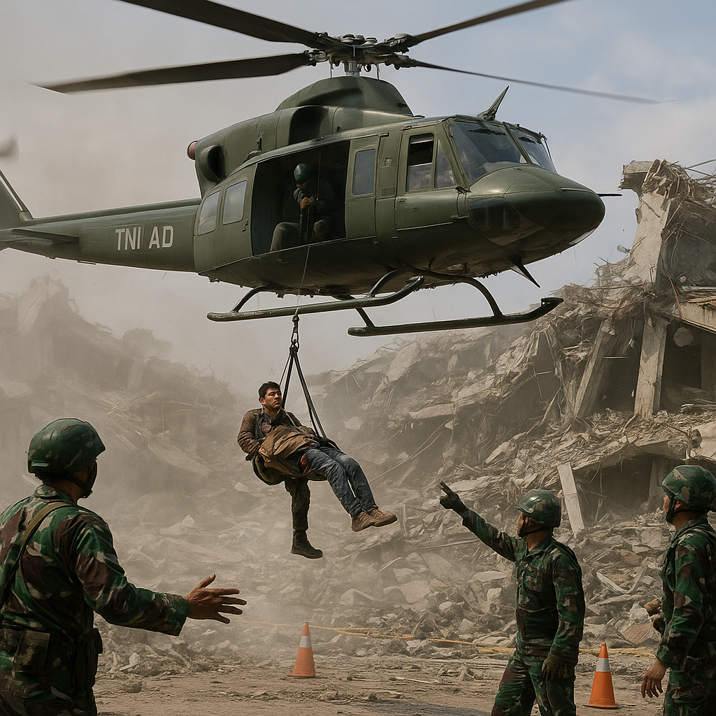 Simulasi Bencana: TNI AD Latih Evakuasi Korban dengan Helikopter