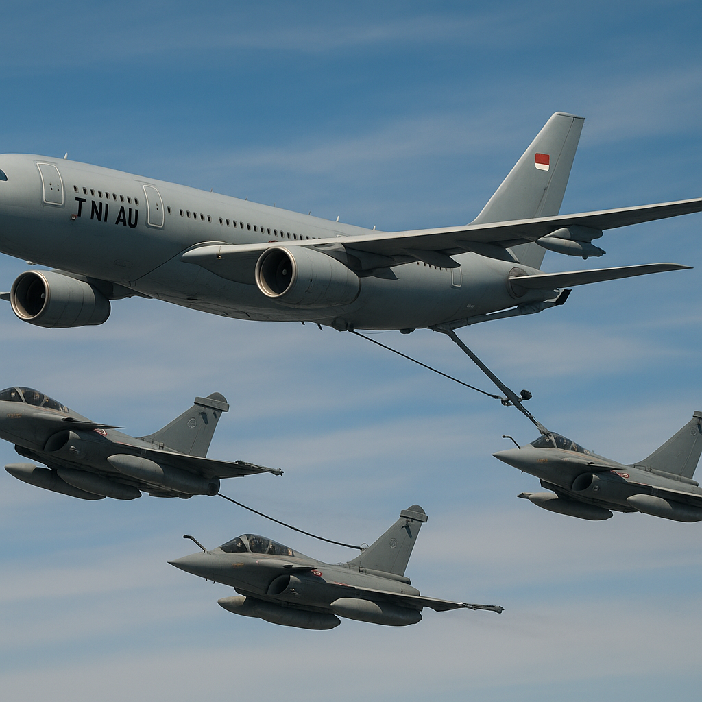 Interoperabilitas Diuji, TNI AU-FASF Jalankan Refueling 4 Rafale di Udara