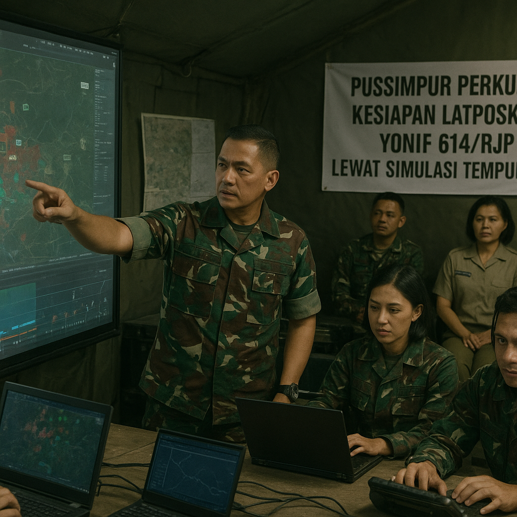 Pussimpur Perkuat Kesiapan Latposko-I Yonif 614/RJP Lewat Simulasi Tempur Digital