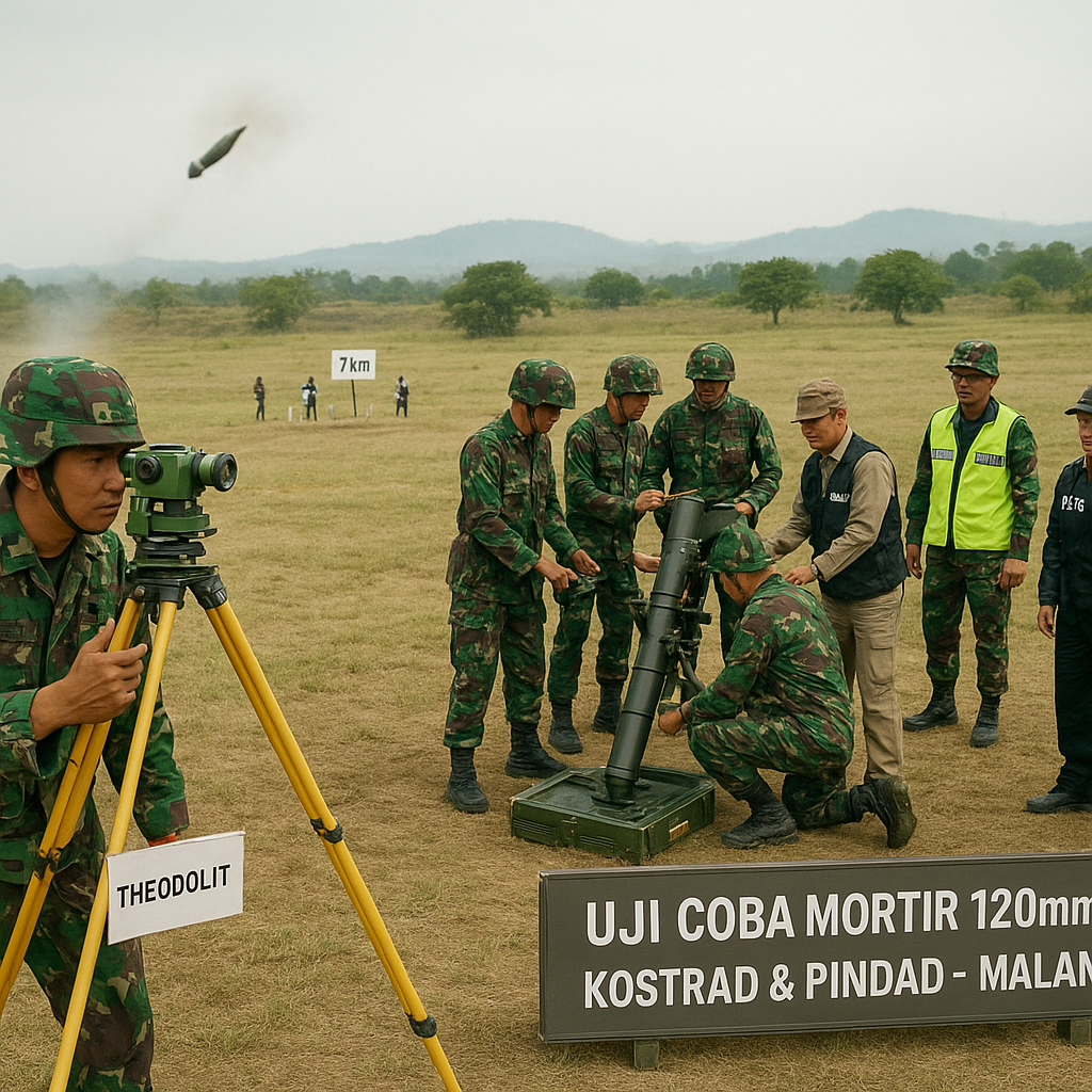 Kostrad Uji Coba Mortir 120mm Buatan Pindad di Malang