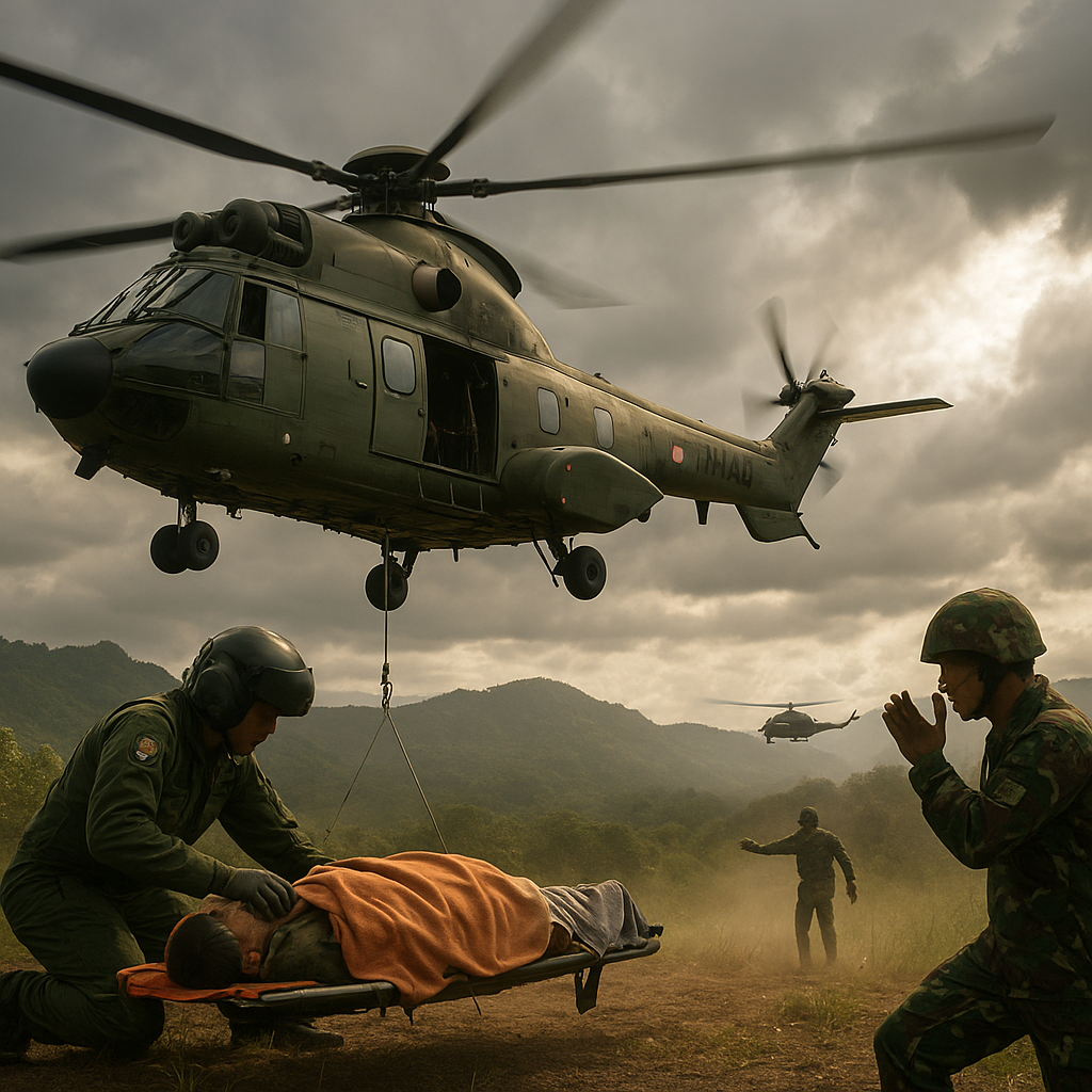 Penerbangan TNI AU Uji Coba Sistem Evakuasi Medis Udara di Medan Sulit