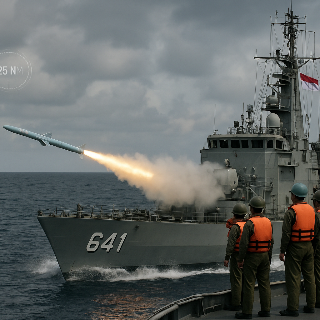 TNI AL Uji Tembak Rudal C-705 dari KRI Clurit-641 di Perairan Natuna