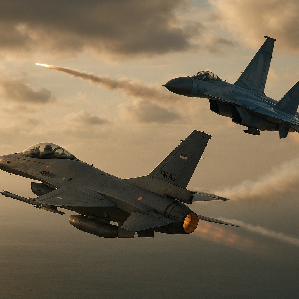 TNI AU Latihan Dogfight dan BVR dengan Pesawat F-16 dan Su-27/30