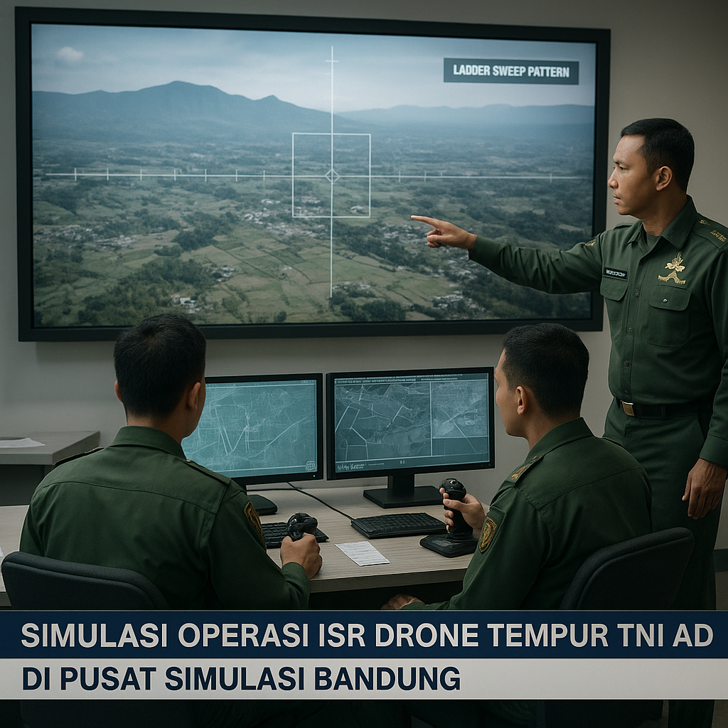 Simulasi Operasi ISR Drone Tempur TNI AD di Pusat Simulasi Bandung