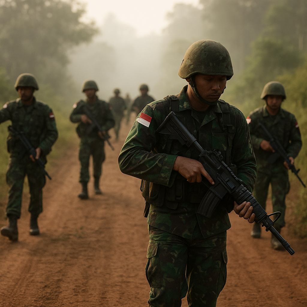 Latihan Patroli Tempur Satgas Pamtas di Aruk Fokus pada Formasi Rute Tempur