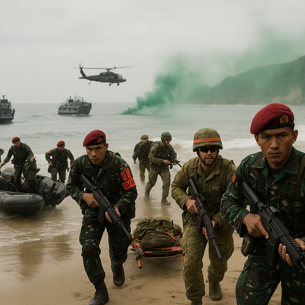 Marinir TNI AL dan ADF Simulasi Serangan Amfibi di Pantai Banongan