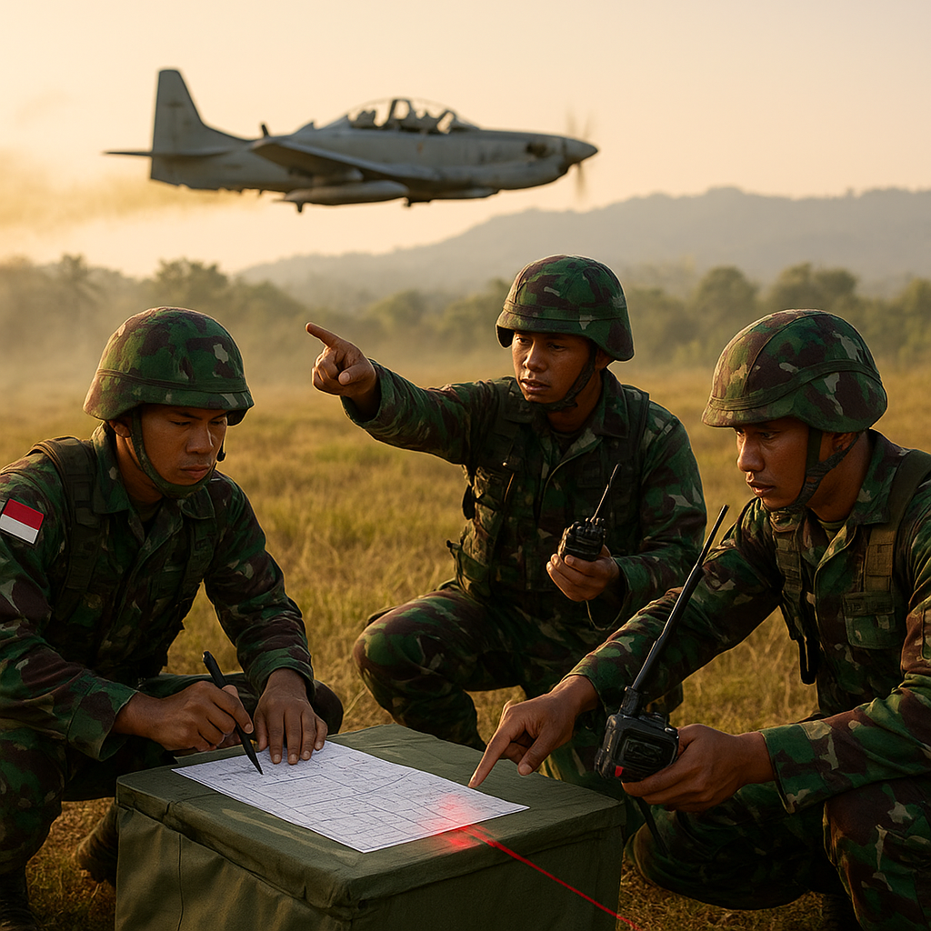 Latihan Koordinasi Bantuan Tembak (CAS) antara Tim Darat TNI AD dan Pesawat Super Tucano