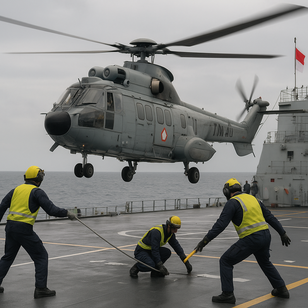 Perkuat Interoperabilitas TNI, Helikopter Skadron Udara 45 Laksanakan Latihan di KRI Sriwijaya-100