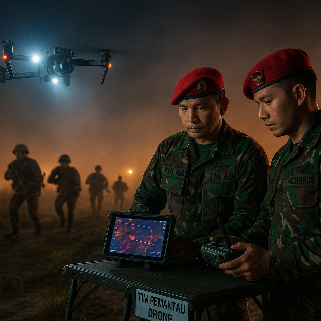 TNI AD Latihkan Taktik Infiltrasi Malam dengan Drone Pengintai di Pusdikpassus Batujajar