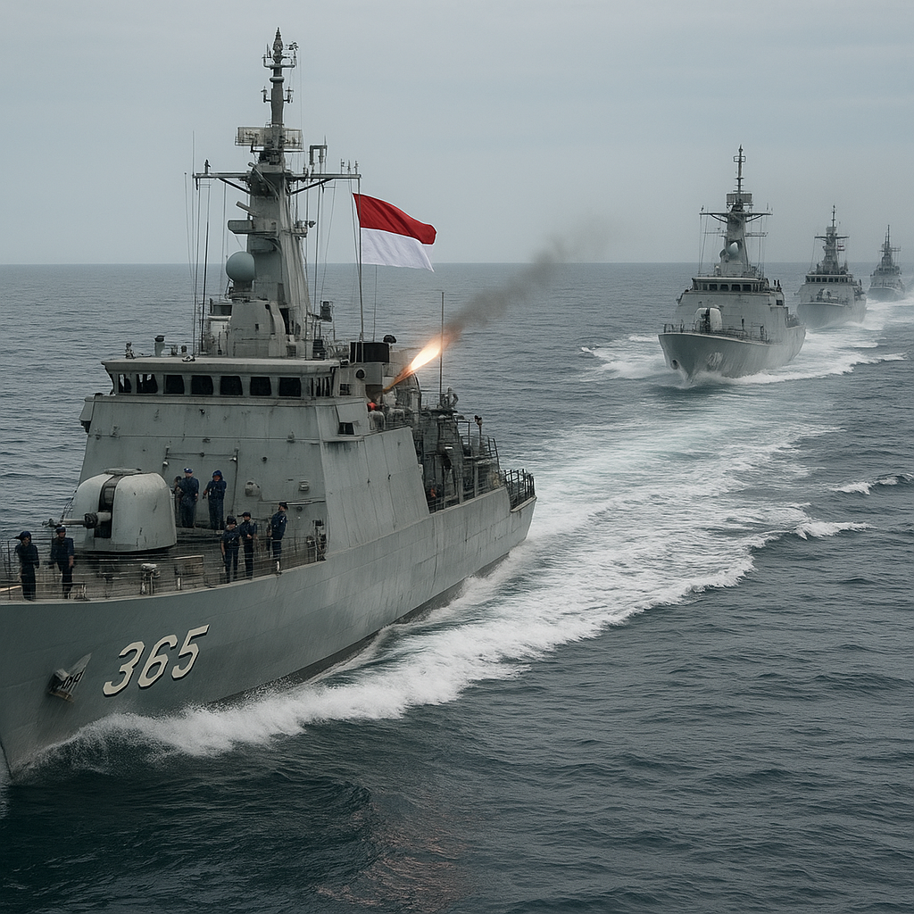 KRI Diponegoro Laksanakan Latihan Manuver Anti-Naval dengan Skema 'Echelon' di Laut Jawa