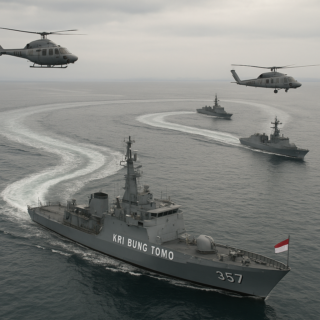 TNI AL Laksanakan Latihan Anti-Kapal Selam di Selat Malaka dengan Taktik Paternostering