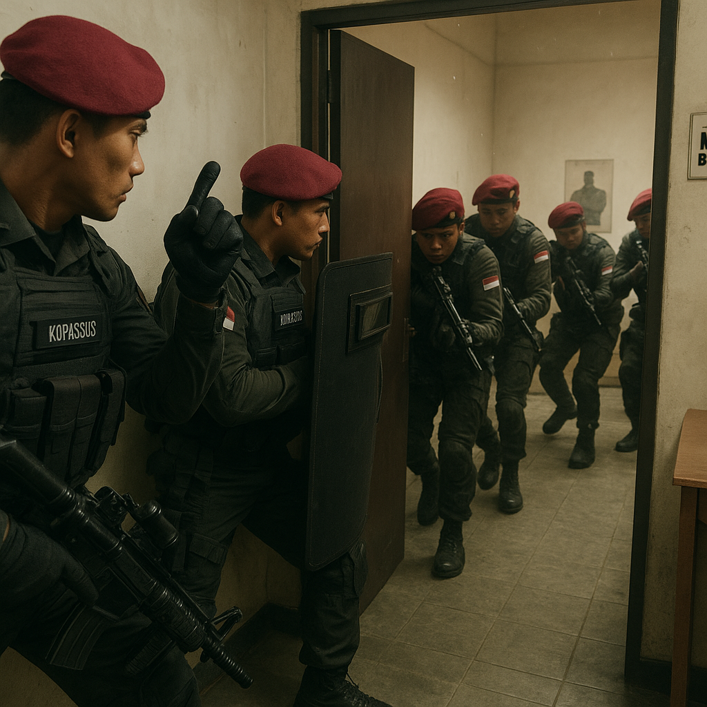 Kopassus Gelar Latihan Room Clearing dan Close Quarters Battle di Bandung